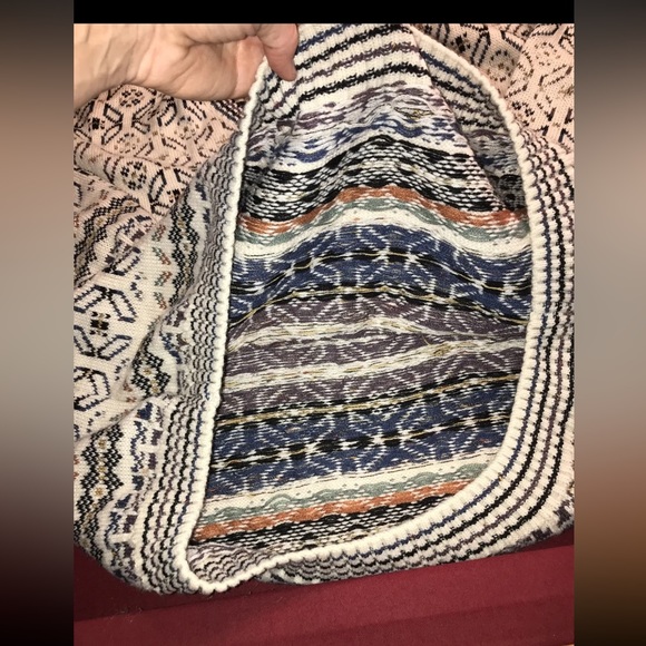 Concrete mix 90s V Neck boxy heavy Sweater Geometric Beige Tan Blue Cosby MEN 2X - Picture 9 of 16